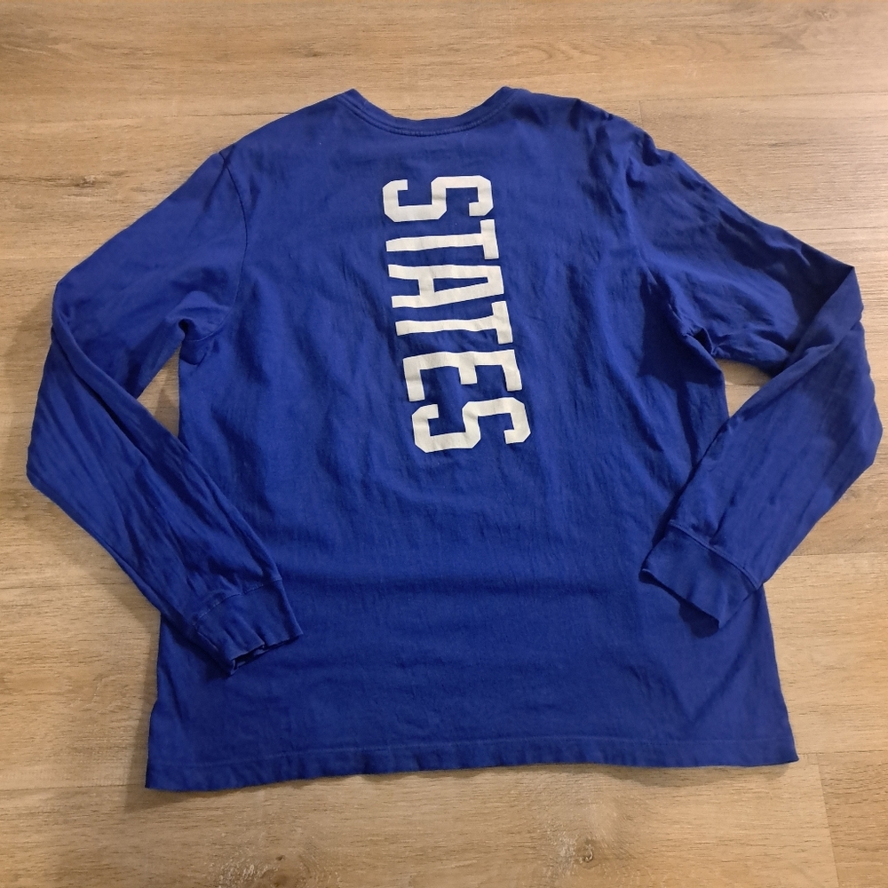 Nike Blue White USA Soccer Loose Fit Long Sleeve Ignite T-Shirt Men's Size Large